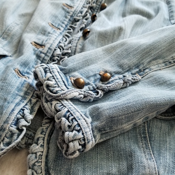 J. Jill Ruffle Trim Denim Jacket - Picture 6 of 8